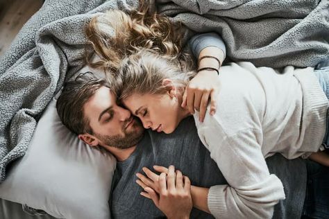 What Is 'Crymaxing' And Is It Something To Concerned About? Tattooed Couple, Couple Cuddle In Bed, Cuddles In Bed, Sweet Hug, Dream Pictures, Hormonal Changes, Handsome Man, Phone Wallpaper Images, Couple Tattoos