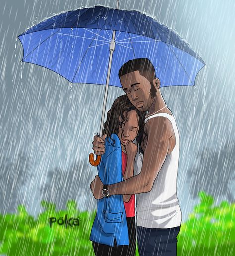 UnderMyUmbrella Poka Arts, Black Couple Art, Comics Artist, Couple Illustration, Black Artwork, Black Cartoon, Black Love Art, Black Art Pictures, Afro Art