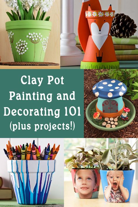 Clay pot painting is perfect for beginner crafters! Learn how to decorate terra cotta using these tutorials great for both kids and adults. Painting Clay Pots Terra Cotta, Clay Pot Designs, Painted Flower Pots Terra Cotta, Terra Cotta Pot Painting, Clay Pot Painting Ideas, Painting Terra Cotta Pots, Paint Terra Cotta Pots, Clay Pot Painting, Craft Nights