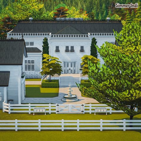 Sims 4 Horse Stable, Sims 4 Equestrian, Fancy Horse Barns, The Sims 4 Builds, Horse Ranches, Luxury Horse Barns, Sims 4 Builds, Luxury Equestrian, Brindleton Bay