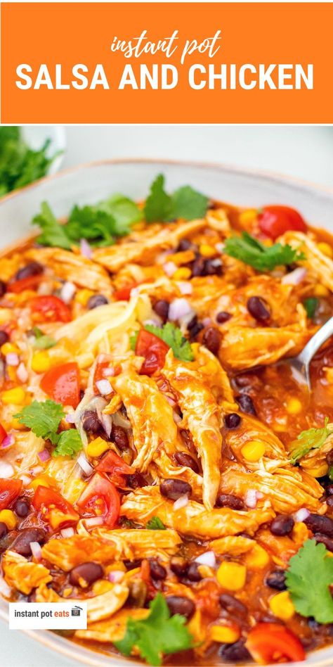 Transform dinner into a delicious fiesta with this Instant Pot Salsa Chicken recipe! Tender chicken breast seasoned with taco spices, smothered in tangy salsa, and paired with sweet corn and black beans. It's a simple dump-n-cook meal perfect for busy weeknights. #InstantPotRecipes #SalsaChicken #TexMex #DumpAndGoRecipes Instant Pot Salsa Chicken, Instant Pot Fiesta Chicken, Chicken Salsa Instant Pot, Salsa Chicken Instant Pot, Instant Pot Chicken Breast Recipes Easy, Chicken Breast Instant Pot, Chicken Breast Recipes Instant Pot, Instant Pot Chicken Breast Recipes, Instapot Meals