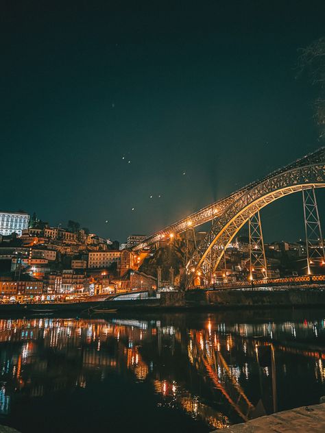 #porto #pontedluis #portugal #aesthetic #core #city #night Porto Wallpaper, Porto Aesthetic, Porto Portugal Aesthetic, Porto Portugal, Dark Wallpaper, Portugal