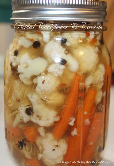 Picked Cauliflower, Pickled Cauliflower And Carrots, Hot Vinegar, Season Salt, Pickled Vegetables Recipe, Pickled Cauliflower, Plastic Knife, Canning Pickles, Canning Vegetables