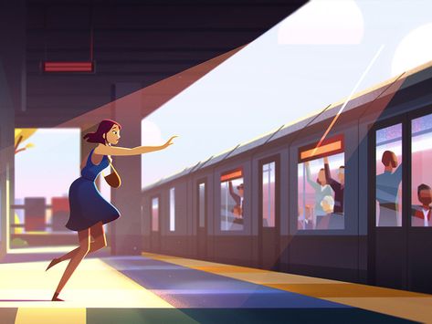 Train Illustration Drawing, Train Station Platform, Train Drawing, Train Illustration, Train Platform, Anime Places, Perspective Drawing Lessons, Artsy Design, Wheel Art