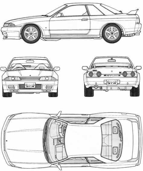 If you want more car blueprints, visit the account car_blueprints. In this account you will find car blueprints of cars from any time and from any brand. A car blueprint is actually a front view of a car from all or most sides. Car blueprint serves for modellers, car designers, petrolheads, mechanics, etc. Gtr Drawing, Nissan Gtr R32, Skyline Nissan, Car Blueprint, Nissan R32, Gtr R32, Nissan Skyline R32, R32 Skyline, R32 Gtr