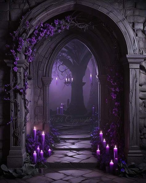 Dark Purple Fantasy Aesthetic, Dark Purple Castle Aesthetic, Purple Royal Aesthetic, Purple Fantasy Aesthetic, Dark Purple Gown, Purple Fairytale, Gothic Victorian House, Gothic Fairytale, Gothic Library