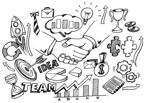 Business partnership concept wih doodle ... | Premium Vector #Freepik #vector #business-doodle #creative-doodle #concept #business-collaboration Business Drawing Ideas, Business Poster Design Ideas Creative, Accounts Project File, Accounts Project File Cover Ideas, Entrepreneurship Images, Entrepreneurship Poster, Accounts Project, Business Doodles, Project File Cover Ideas