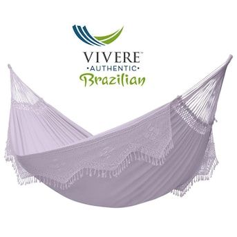 Vivere BRAZ603 in the Hammocks department at Lowes.com Brazilian Hammock, Hammock Stands, Hammock Bed, Double Hammock, Antique Fabrics, Summer Breeze, Garden Patio Furniture, White Fabrics, Hand Crochet