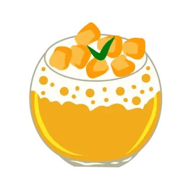 Mango Tapioca Logo, Mango Sago Dessert, Mango Thai, Sago Dessert, Fruit Logo Design Ideas, Mango Graham, Puding Mangga, Mango Logo, Mango Rice