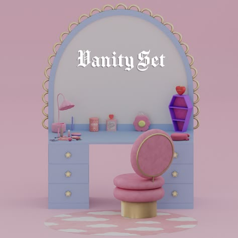 Vanity Set | Mechtasims en Patreon Mechtasims Cc, Funky Sims 4 Cc, Sims 4 Y2k Furniture, Sims 4 Kawaii Cc Furniture, Bedroom Sims 4 Cc, Sims Clutter, Heart Perfume, Sim4 Cc, Legacy Challenge