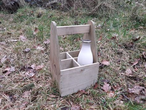 Milk Bottle Holder, Bottle Caddy, Upcycle Projects, Milk Bottle, Bottle Holder, Bottle Holders, Handmade Wooden, Christmas Ideas, Phone Numbers