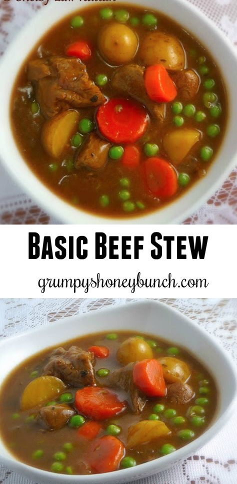 Basic Beef Stew - Grumpy's Honey Bunch Soups Ideas, Basic Beef Stew, Soups Recipes, Slow Cooker Recipes Beef, Beef Stew Meat, Stew Meat, Angus Beef, Crockpot Beef, Chowder Recipes