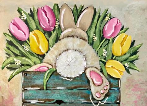 Spring Painting Ideas, Bunny Canvas Painting Diy, Painting Of Window With Flowers, Flowers Painted On Old Windows, Dragonfly Painting, Windows Display, Easter Paintings, Painting Ideas On Canvas, Bunny Painting