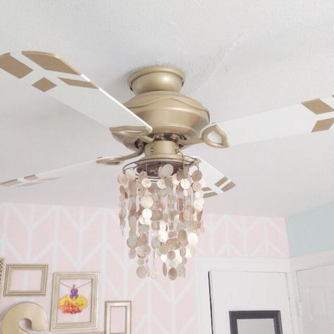 Ceiling fan remake Ceiling Fan Painting Ideas, Ceiling Fan Redo, Fan Makeover, Fan Light Covers, Fan Ideas, Diwali Ideas, Lighting Makeover, Kid Bedrooms, Ceiling Fan Makeover