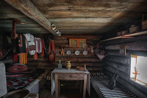 Inside of Ukrainian Traditional House. Ukraine Editorial Stock Photo - Image of building, ancient: 94083908 Slavic Architecture, Cozy Forest, Old House Interior, House Image, Ancient Houses, Thatched House, Kiev Ukraine, House Inside, Witch House