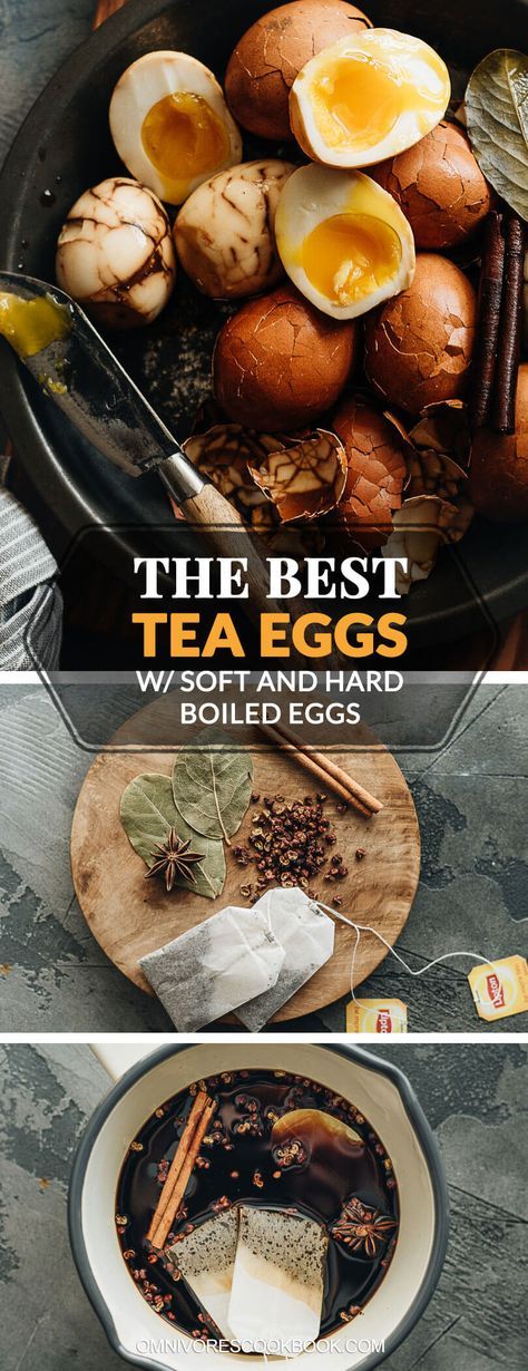 Chinese Tea Eggs (w/ Soft and Hard Boiled Eggs, 茶叶蛋) - Make delicious marbled eggs that are bursting with flavor. {Gluten Free adaptable} Chicken Spring Rolls, Tea Eggs, Boiled Egg Diet, Egg Yolks, Chinese Dishes, Boiled Egg, Chinese Cooking, Seitan, Chinese Tea