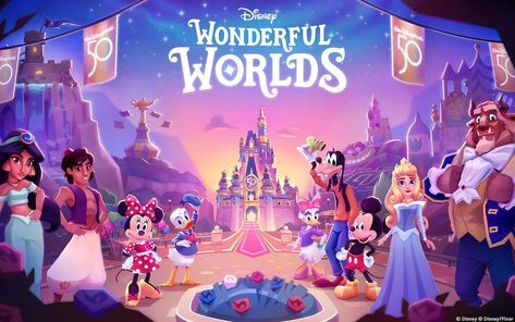 Disney fans can now build their own magical theme park, thanks to the new mobile Match-3 game, Disney Wonderful Worlds: Disney Pixar Characters, Classic Disney Characters, Disney Attractions, Match 3 Games, Pixar Characters, 50th Anniversary Celebration, Disney Decor, Win Prizes, Disney Dining