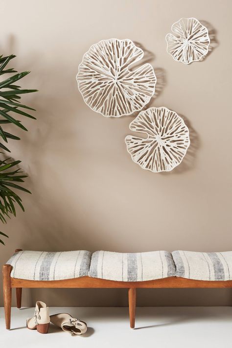 Sand Dollar Wall Hangings, Set of 3 | Anthropologie Coastal Wall Art Living Room Modern, Modern Coastal Farmhouse Artwork, Coastal Wall Art Living Room Beach, Family Room Wall Dhiplsp, Modern Half Bath Wall Art, Foyer Table Decor, Home Beach, Sand Dollars, Beach Bedroom