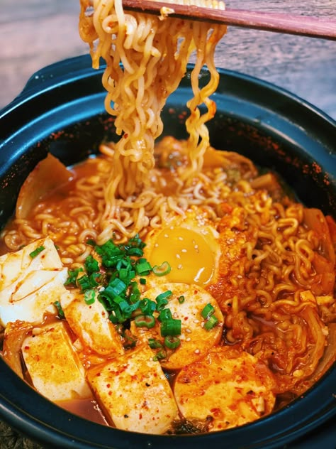 Spicy Korean Silken Tofu Ramen - Sundubu Ramen (20 Minutes) - Tiffy Cooks Korean Silken Tofu, Spicy Korean Ramen, Chicken Asian Recipes, Tofu Ramen, Asian Recipes Authentic, Spicy Ramen Noodles, Asian Recipes Easy, Spicy Broth, Tiffy Cooks