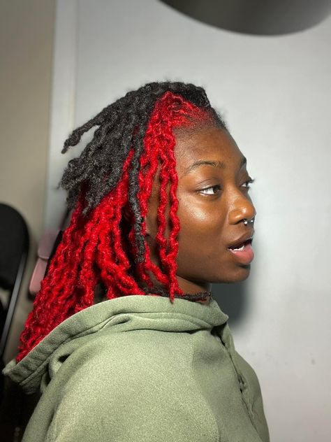 Peekaboo Dreads, Half Dyed Locs, Peekaboo Locs, Dyed Dreadlocks, Loc Colors, Dyed Locs, Red Locs, Colored Locs, Colored Dreads