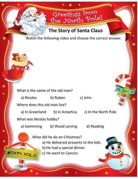 The Story of Santa Claus worksheet Story Of Santa Claus, Cause And Effect Worksheets, Christmas Letter From Santa, Santa Claus Story, Free Letters From Santa, Santa Letters, Santa Template, Free Certificate Templates, Santa Letter Template