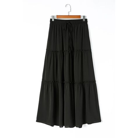 Frill Tiered Drawstring Waist Maxi Skirt. Tiered Design With Frill Detailing. Drawstring Waist For A Customizable Fit. Made From High-Quality Materials. Versatile Piece For Both Daytime Evening Occasions. Material: 100% Polyester. Clothing Board, Lisa Fischer, Work Parties, Closet Wardrobe, Tiered Maxi Skirt, Formal Cocktail Dress, Long Skirts, Spring Outfits Women, Body Dress