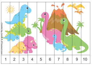 Free for kids: Dinosaur Numerical Sequence Puzzles Thema Dino, Dinosaur Theme Preschool, Dinosaur Activities Preschool, 3 Dinosaurs, Dinosaurs Preschool, Dinosaur Puzzles, Dinosaur Printables, Number Sequence, Dinosaur Activities