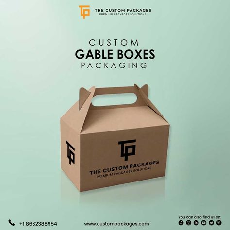 Find a unique selection of boxes at the custom packages our inventory includes over one hundred styles and sizes of gable gift boxes to suit every taste and usage. Gable boxes are easy to use and are incredibly versatile. These boxes have a unique and interesting shape with a convenient handle for easy carrying. Gable boxes with handles are a unique and fun way to package items! These boxes feature folding assembly with tab lock closure and die-cut. Gable Boxes, Premium Packaging, Custom Packaging, Box Packaging, Gift Boxes, Social Media Post, Easy To Use, Gift Box, Handles