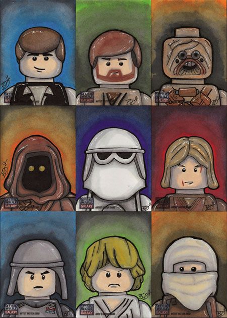 Star Wars Sketch Cards - Lego Characters Star Wars Zentangle, Lego Star Wars Drawing, Doodle Bops, Star Wars Art Drawings, Figure Sketch, Star Wars Cards, Star Wars Painting, Star Wars Lego, Drawings For Boyfriend