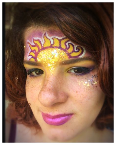 Tangled Face Paint, Rapunzel Face Paint, Glitter Painting, Paint Makeup, Tangled Birthday Party, Tangled Birthday, Celtic Festival, Face Paints, Face Painting Easy