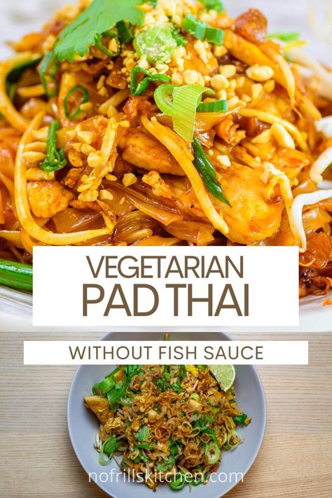 Pad Thai Recipe Easy, Fish Sauce Recipe, Veggie Pad Thai, Vegetarian Pad Thai, Vegetarian Sauces, Vegan Meat Recipe, Recipes With Fish Sauce, Vegetarian Mains, Tofu Recipes Vegan