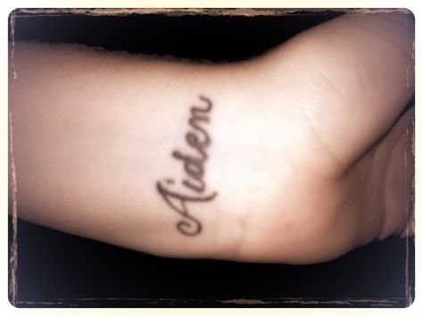 Aiden-wrist tattoo. <3 Aiden Tattoo, Tattoo Name, Music Tattoo Designs, Butterflies Art, Beautiful Butterflies Art, Music Tattoo, Wrist Tattoo, Name Tattoos, Butterfly Art