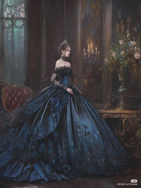 Dark Ball Gown Dress, Blue Royal Dress Aesthetic, Blue Princess Dress Royal, Royal Photoshoot Ideas, Royal Dresses Princesses, Queen Dress Royal, Sussex Wedding, Royal Core, Magical Dress