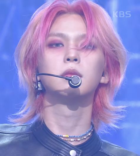 Male Idols With Long Hair, Male Idol Hairstyle, Kpop Idol Hairstyle Men, Long Pink Hair Men, Kpop Male Hair Color, Purple Male Hair, Dyed Hair Male, Shin Ghost9, Ghost9 Shin