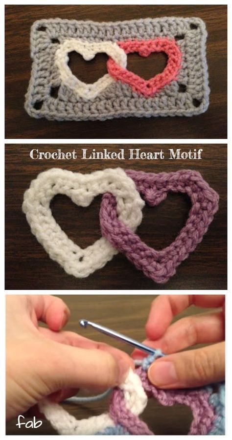 Crochet Linked Heart Motif Free Pattern Video Crochet Heart Chain Free Pattern, I Love You Crochet Pattern, Free Written Crochet Patterns, Crochet Heart Pattern Free, Crochet Heart Stitch, Heart Blanket Crochet Pattern, Heart Blanket Pattern, Free Heart Crochet Pattern, Crocheted Hearts