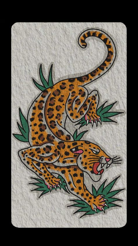 onça pintada Old School Tiger Tattoo, Traditional Tiger Tattoo, Jaguar Tattoo, Old School Tattoo Designs, Traditional Tattoo Flash, Traditional Tattoos, Tiger Tattoo, Indigenous Culture, American Traditional Tattoo