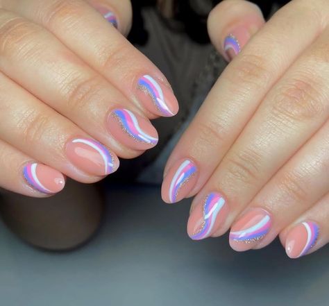 Swirl Short Nails, Purple Gel Nails, Swirl Nails, Nails Purple, Cute Animals Puppies, Shellac Nails, How To Do Nails, Short Nails, Nail Ideas