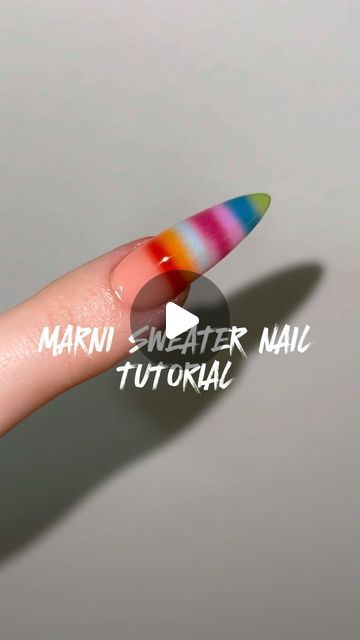 Nailedbyliv <3 on Instagram: "Marni Sweater Nail Tutorial 🧶

Products used:
- @apresnailofficial : long sculpted almond gelx tip, light and shadow collection, in shade “burnt blush”, aer gel airbrush pods, and cuticle oil
- @saviland_official : airbrush pods
- @airgel_official / @airtex_official : airgel airbrush pods (diluted in equal parts with their airtex dilution solution)

OG creator of this nail design: @puttheminacoffin 

#gelxnails #gelxnails #sweaternails #airbrushnails #marninails #colorfulnails #nailinspo #nailinspiration #fallnails #winternails #nailsofinstagram #explore #explorepage #nailsnailsnails #nailpromote #detroitnailtech" Almond Sweater Nail Designs, How To Airbrush Nails, Nail Airbrush Designs, Aura Nail, Marni Sweater, Airbrush Nail Art, Airbrush Nails, Nail Tutorial, Sweater Nails