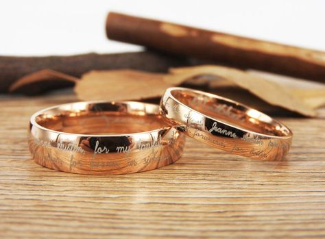 Marriage Rings Couple, Marriage Rings Couple Unique, Custom Wedding Rings Sets, Anniversary Ring Set, Rosa Gold, Signature Rings, Marriage Vows, Couples Ring Set, Titanium Wedding Rings