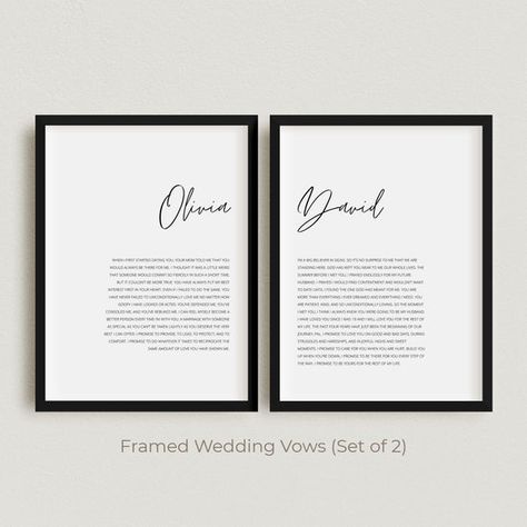 Framed Vows, Vows Framed, Printed Vows, Wedding Vows Canvas, Vows Ideas, Vows Wedding, Instagram Username Ideas, Bride Shower, Marriage Vows