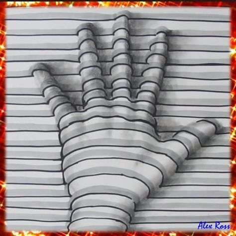 Hand Illusion, Painting Idea For Beginners, Optical Illusion Drawing, Illusion Drawings, 3d Art Drawing, Geometric Design Art, Cool Pencil Drawings, 3d Hand, Optical Illusions Art