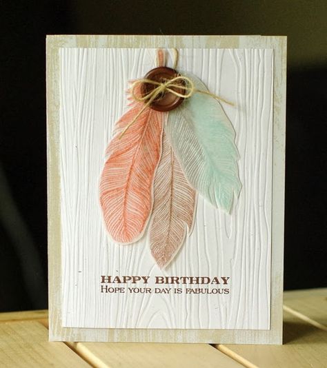 Embossed Background, Feather Cards, Vellum Cards, Heat Embossing, Ctmh Cards, Embossing Powder, Tracing Paper, Fall Cards, Masculine Cards