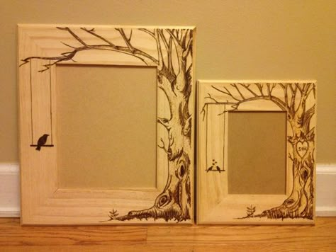 Wood Burning Art Square, Wood Burned Boxes Design, Fractal Wood Burn, Wood Burnt Picture Frame, Woodburned Picture Frames, 달력 디자인, Picture Frame, Into The Wood, Picture Frame Decor