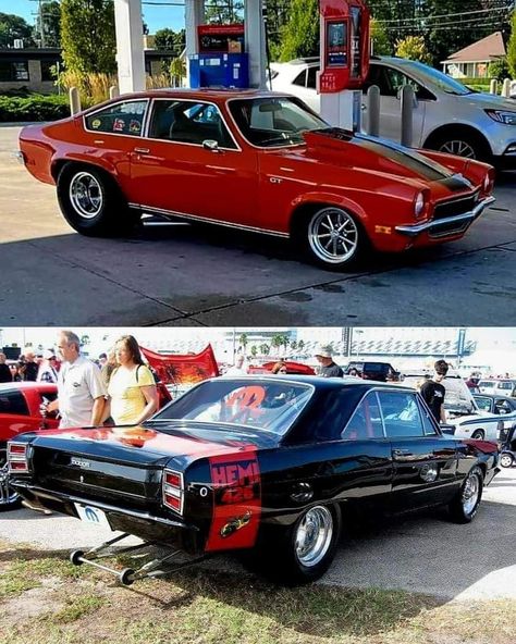 Top Chevy Vega, Bottom 68 Hemi  Dart Amc Cars, Chevy Vega, Chevrolet Vega, American Muscle, American Muscle Cars, Drag Racing, Dart, Mopar, Muscle Cars