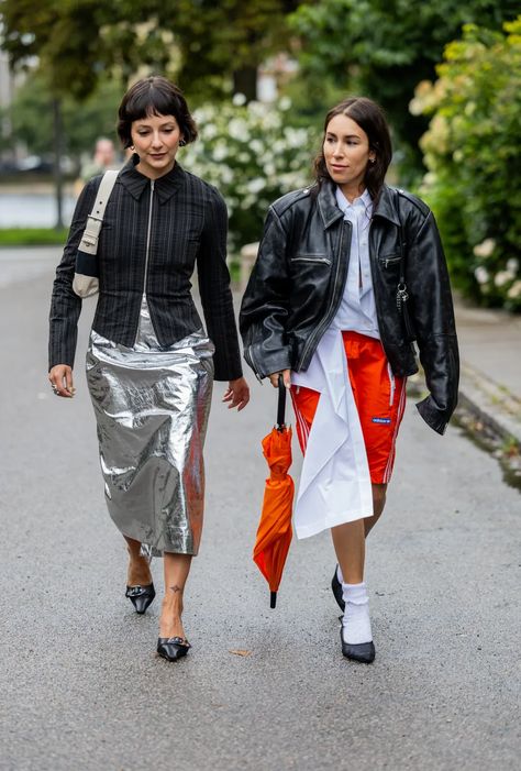 Copenhagen Fashion Week 2023, Alyssa Coscarelli, Copenhagen Fashion Week Street Style, Fashion Week 2023, Copenhagen Street Style, London Fashion Week Street Style, Silver Skirt, Fall Trend, Nyfw Street Style