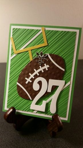 football paper pieced card, birthday, Jeannette Schwarz Designs Football Card Ideas, Football Cards Handmade, Football Birthday Cards, Birthday Card For Boys, Fantasy Football Gifts, Football Ideas, Cards Masculine, Football Awards, 3d Printing Education