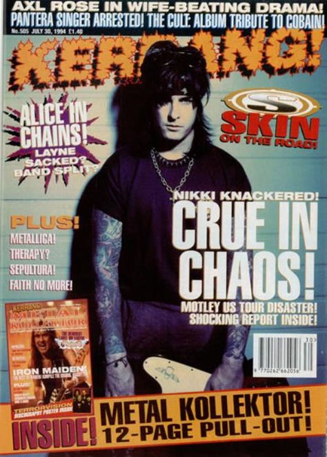 Nikki Sixx Kerang! Magazine Kerrang Magazine, Motley Crue Nikki Sixx, Faith No More, The Face Magazine, Motley Crüe, Celebrity Bodies, Estilo Swag, Mens Journal, Metal Magazine