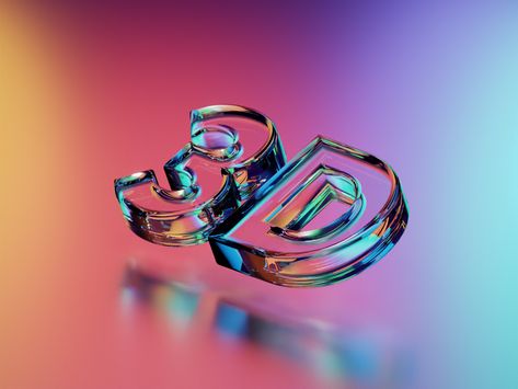 Glass 3D by Hesam Sanei on Dribbble Glass Typography, Glass Logo, Logo Presentation, 3d Type, Crystal Stickers, Autodesk Maya, Colorful Lights, 3d Sculpture, 3d Icons