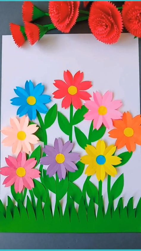 Best Flowers Crafts & Tutorials For Kids In 2022 - paper craft how to Flower Crafts Kids, Paper Wall Hanging, Paper Flower Crafts, Hand Crafts For Kids, Mothers Day Crafts For Kids, Diy Paper Crafts Decoration, Paper Flowers Craft, Diy Crafts Paper Flowers, Paper Towel Roll Crafts