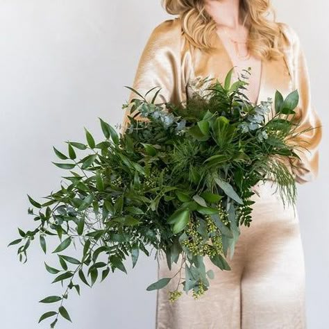 All Green Bridesmaid Bouquet, All Greenery Bouquet, Greenery Only Wedding, Forest Wedding Bouquet, Medium Centerpieces, Baby Blue Eucalyptus, Fern Bouquet, Green Bridal Bouquet, Leaf Bouquet